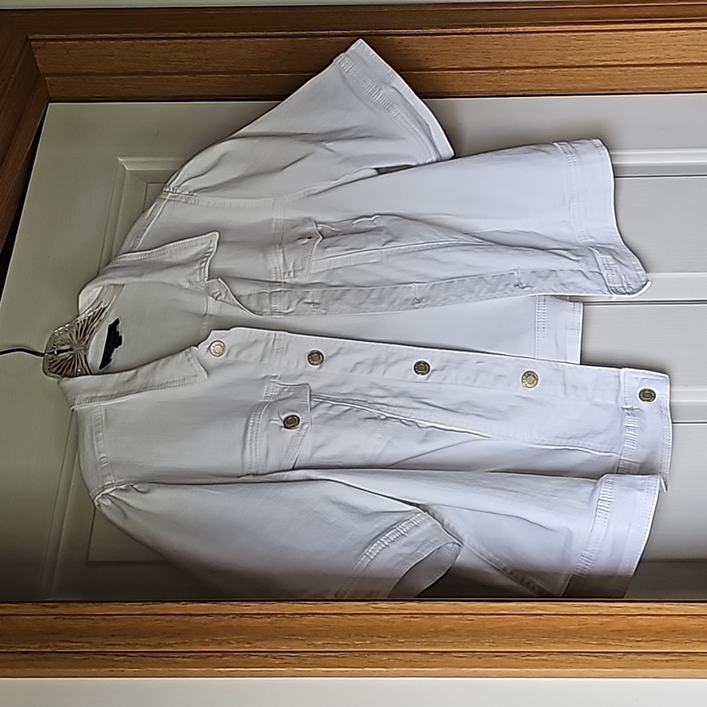 Talbots Short Sleeve White Denim Jacket